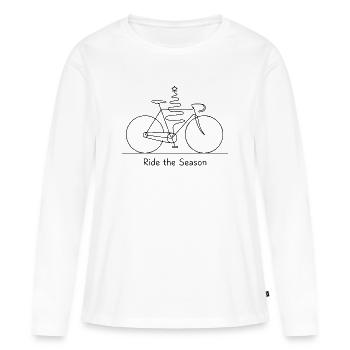 Dessin saisonnier du trait de vélo - T-shirt manches longues Premium bio Femme - blanc - Devant - Julia (174cm)