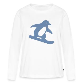 Minimalistischer Pinguin Snowboard Winterurlaub - Frauen Premium Bio Langarmshirt - Weiß - Vorne - Julia (174cm)