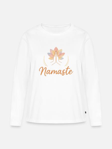 Namaste Lotus Motiv - Frauen Premium Bio Langarmshirt - Weiß