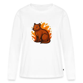Agouti en orange flamboyant - T-shirt manches longues Premium bio Femme - blanc - Devant - Julia (174cm)