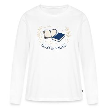 Zwischen den Seiten - Frauen Premium Bio Langarmshirt - Weiß - Vorne - Julia (174cm)