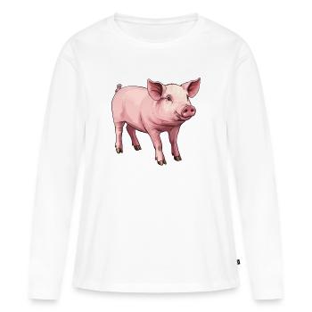Cochon Cochon - T-shirt manches longues Premium bio Femme - blanc - Devant - Julia (174cm)