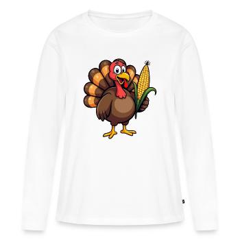 Thanksgiving Drôle Dinde de Thanksgiving - T-shirt manches longues Premium bio Femme - blanc - Devant - Julia (174cm)