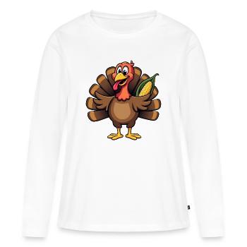 Thanksgiving Drôle Dinde de Thanksgiving - T-shirt manches longues Premium bio Femme - blanc - Devant - Julia (174cm)
