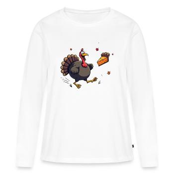 Thanksgiving Drôle Dinde de Thanksgiving - T-shirt manches longues Premium bio Femme - blanc - Devant - Julia (174cm)