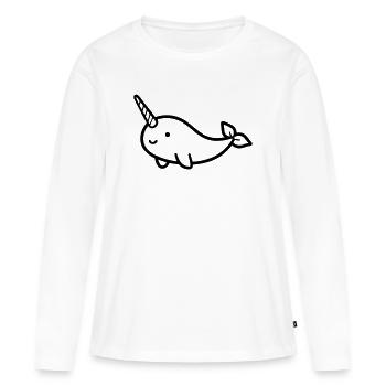 Narval - T-shirt manches longues Premium bio Femme - blanc - Devant - Julia (174cm)