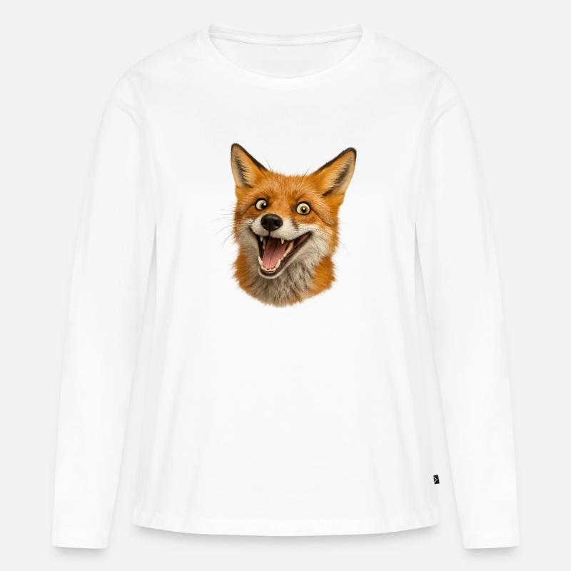 Fuchshead Freude Illustration - Frauen Premium Bio Langarmshirt - Weiß