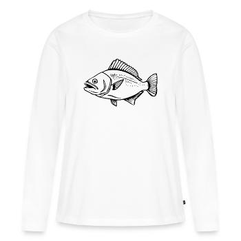 Fish Angler T-shirt Cadeau Angler - T-shirt manches longues Premium bio Femme - blanc - Devant - Julia (174cm)