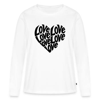 Typographie de forme de cœur d’amour - Variable de couleur - T-shirt manches longues Premium bio Femme - blanc - Devant - Julia (174cm)
