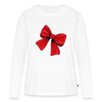 rote Schleife - Frauen Premium Bio Langarmshirt - Weiß - Vorne - Julia (174cm)