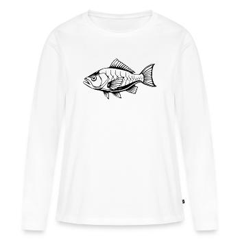 Fish Angler T-shirt Cadeau Angler - T-shirt manches longues Premium bio Femme - blanc - Devant - Julia (174cm)