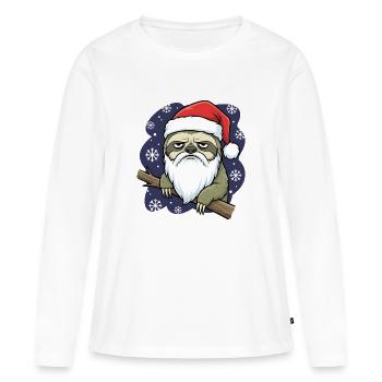 Lustiger Weihnachts Faultier Santa Grumpy - T-shirt manches longues Premium bio Femme - blanc - Devant - Julia (174cm)