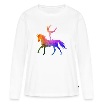 Voltigieren Akrobatik Reitsport Reiten Pferd bunt  - Frauen Premium Bio Langarmshirt - Weiß - Vorne - Julia (174cm)
