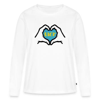 Merci - T-shirt manches longues Premium bio Femme - blanc - Devant - Julia (174cm)