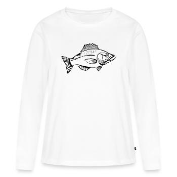 Fish Angler T-shirt Cadeau Angler - T-shirt manches longues Premium bio Femme - blanc - Devant - Julia (174cm)