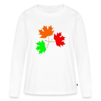 Dreifarbig Ahorn - Frauen Premium Bio Langarmshirt - Weiß - Vorne - Julia (174cm)