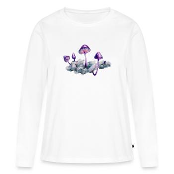 Lila Pilzwolke - Frauen Premium Bio Langarmshirt - Weiß - Vorne - Julia (174cm)