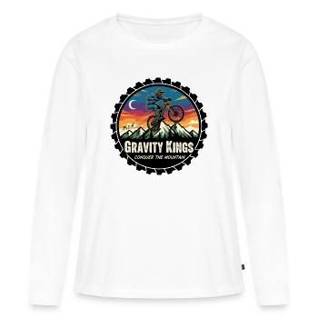 Rois de la gravité : Conquérir la Montagne - T-shirt manches longues Premium bio Femme - blanc - Devant - Julia (174cm)