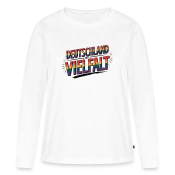 L’Allemagne, c’est la diversité - Logo Cool Pride - T-shirt manches longues Premium bio Femme - blanc - Devant - Julia (174cm)