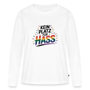 Pas de place pour la haine - Logo Cool Pride - T-shirt manches longues Premium bio Femme - blanc - Devant - Julia (174cm)