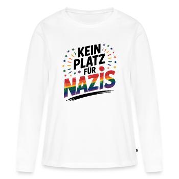 Kein Platz für Nazis - Cool Pride Logo - Frauen Premium Bio Langarmshirt - Weiß - Vorne - Julia (174cm)