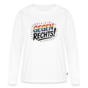 Gegen Rechts - Cool Pride Logo - Frauen Premium Bio Langarmshirt - Weiß - Vorne - Julia (174cm)