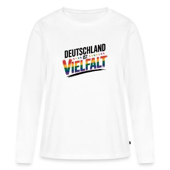 L’Allemagne, c’est la diversité - Logo Cool Pride - T-shirt manches longues Premium bio Femme - blanc - Devant - Julia (174cm)