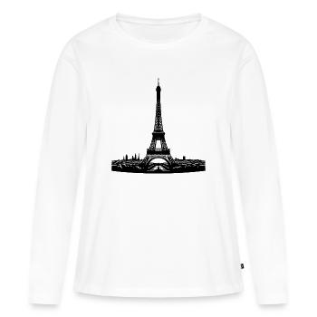 Tour Eiffel française attirante dans le Paris typique - T-shirt manches longues Premium bio Femme - blanc - Devant - Julia (174cm)