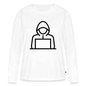 Hacker - Frauen Premium Bio Langarmshirt - Weiß - Vorne - Julia (174cm)