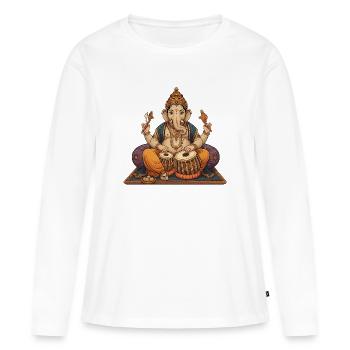 Ganesha Tabla - Frauen Premium Bio Langarmshirt - Weiß - Vorne - Julia (174cm)