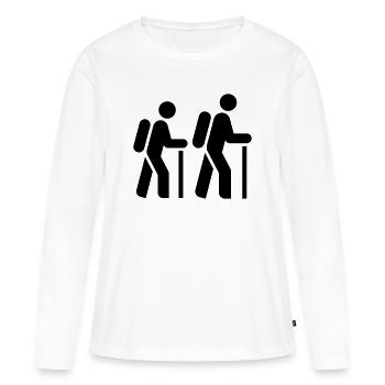 Randonneur, pèlerin, touriste, itinéraire de pèlerinage - T-shirt manches longues Premium bio Femme - blanc - Devant - Julia (174cm)