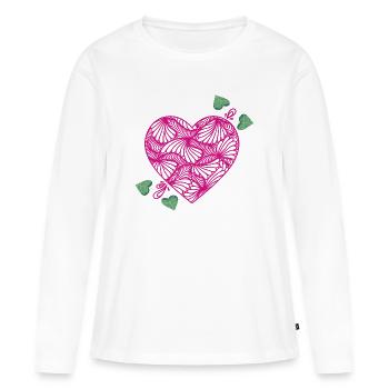 cœur romantique - T-shirt manches longues Premium bio Femme - blanc - Devant - Julia (174cm)
