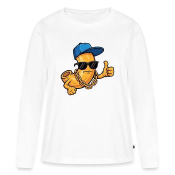 Mac n Cheese - Frauen Premium Bio Langarmshirt - Weiß - Vorne - Julia (174cm)