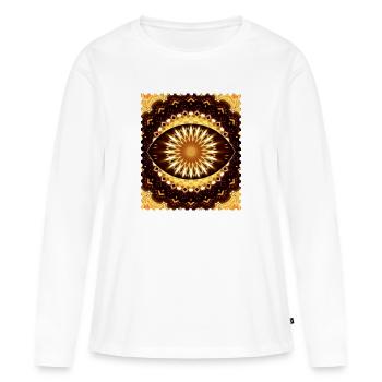 Motif oculaire de feu kaléidoscope - T-shirt manches longues Premium bio Femme - blanc - Devant - Julia (174cm)