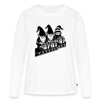 wicht fließband geschenke fabrik - Frauen Premium Bio Langarmshirt - Weiß - Vorne - Julia (174cm)