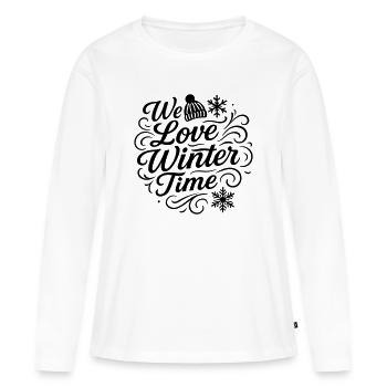 Nous aimons l’hiver - T-shirt manches longues Premium bio Femme - blanc - Devant - Julia (174cm)
