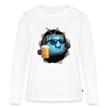 Bière TV - T-shirt manches longues Premium bio Femme - blanc - Devant - Julia (174cm)