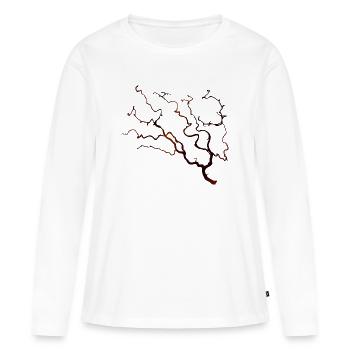 Branche noisetière en tire-bouchon dans une teinte brune chaleureuse - T-shirt manches longues Premium bio Femme - blanc - Devant - Julia (174cm)