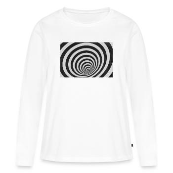 Hypnotische schwarz-weiße Spirale - Frauen Premium Bio Langarmshirt - Weiß - Vorne - Julia (174cm)