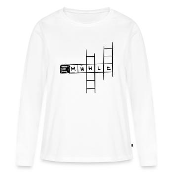 Transport fluvial - moulin - T-shirt manches longues Premium bio Femme - blanc - Devant - Julia (174cm)