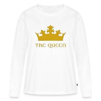 The Queen - Frauen Premium Bio Langarmshirt - Weiß - Vorne - Julia (174cm)