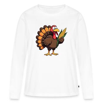 Thanksgiving Drôle Dinde de Thanksgiving - T-shirt manches longues Premium bio Femme - blanc - Devant - Julia (174cm)