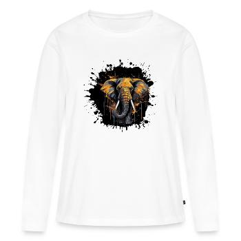 Éclaboussure d’éléphant - T-shirt manches longues Premium bio Femme - blanc - Devant - Julia (174cm)