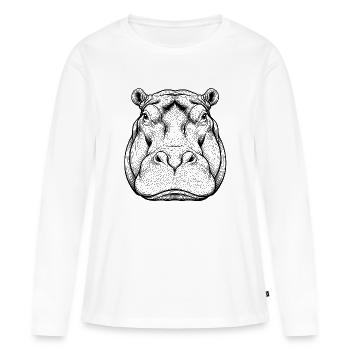Hippopotame Hippopotame - T-shirt manches longues Premium bio Femme - blanc - Devant - Julia (174cm)