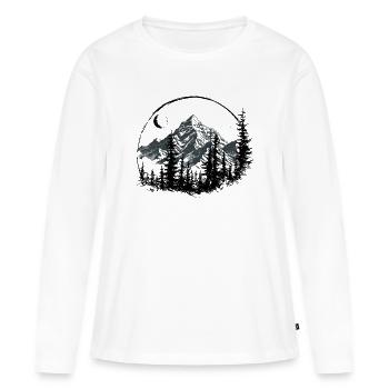 Silhouette de montagne avec pins - T-shirt manches longues Premium bio Femme - blanc - Devant - Julia (174cm)