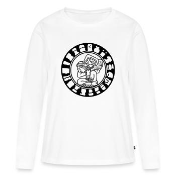 Calendrier maya - T-shirt manches longues Premium bio Femme - blanc - Devant - Julia (174cm)