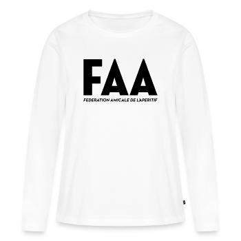 FAA, Fédération Française de l’Apéritif  - T-shirt manches longues Premium bio Femme - blanc - Devant - Julia (174cm)