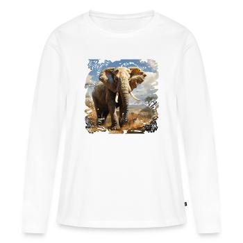 Afrikanischer Elefant im Sonnenlicht - Frauen Premium Bio Langarmshirt - Weiß - Vorne - Julia (174cm)