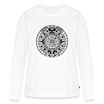 Calendrier maya - T-shirt manches longues Premium bio Femme - blanc - Devant - Julia (174cm)