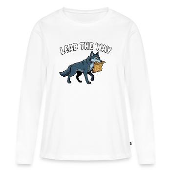 Lead the Way Wolf mit Pergament - Frauen Premium Bio Langarmshirt - Weiß - Vorne - Julia (174cm)